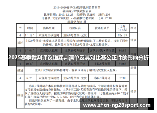 2025赛季裁判评议错漏判清单及其对比赛公正性的影响分析